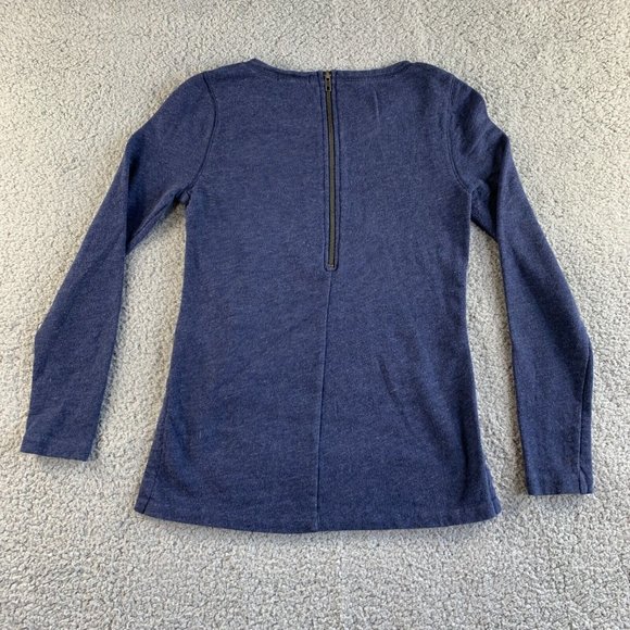 J. Crew Sweatshirt with Side Slits Tunic Womens Small Zipper Terry Lounge Blue - Picture 2 of 12